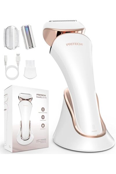 Pritech Electric Shaver for Women - USB Rechargeable Wet & Dry Cordless
