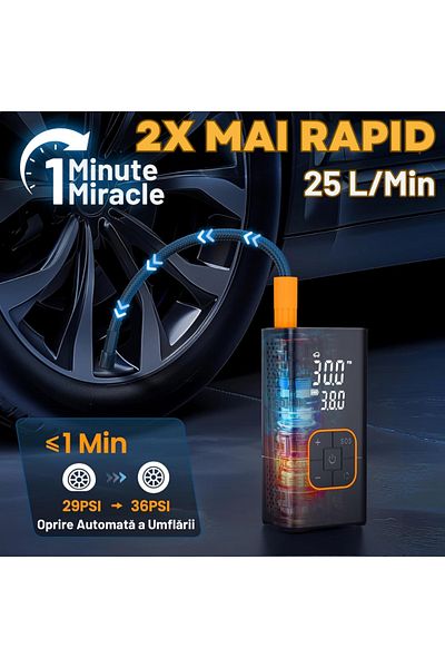 Vittalist Smart Electric Pump, Multifunctional, for Car, Motorcycle and Bicycle Tires, Mattresses, and Balls