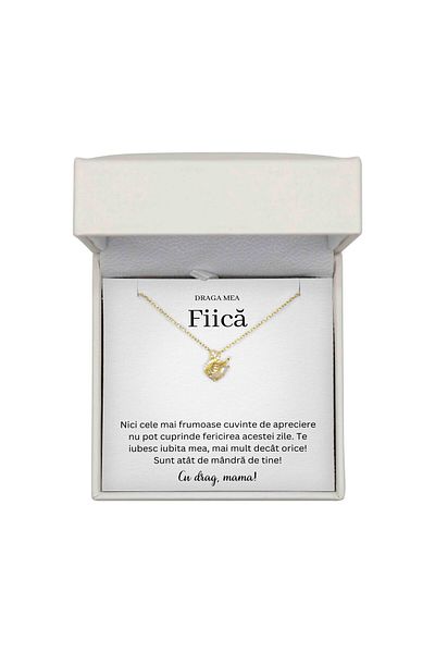 The Jewel Heart Colier Elegant Pentru Fiică – Design Lebădă Aurită, Mesaj și Ambalaj Cu Lumină