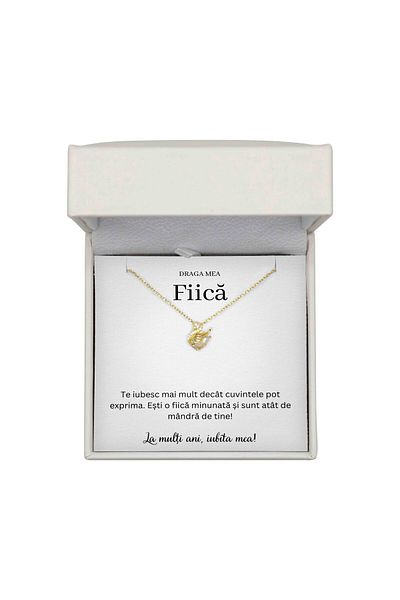 The Jewel Heart Colier Cu Lebădă Aurie – Cadou Special Pentru Fiica Ta, Argint 925 Placat Cu Aur 14K