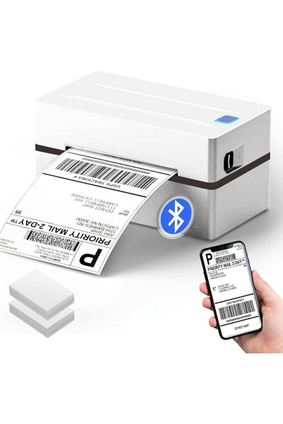 Vittalist Thermal Printer for Labels and AWBs, Compatible with iOS / Android / Windows / MacOS, White