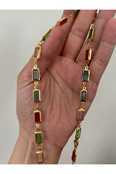 Hoop jewelery Colorful Stone Chain Choker Necklace