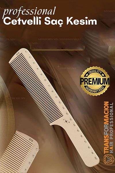 Transformacion Hair Cutting Comb with Ruler - Barber Hairdresser Hair Cutting Comb Professional 721785