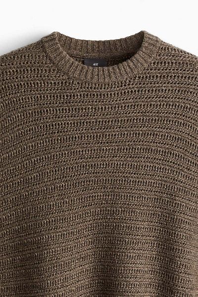 H&M Regular Fit Wool-blend pointelle-knit jumper