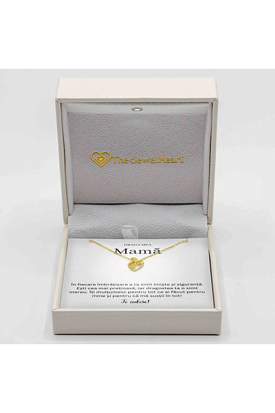 The Jewel Heart Colier Simbolic Pentru Mama – Lebădă Din Argint 925 Placat Cu Aur 14K, Ambalat Elegant Cu Lumină