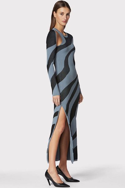 Herve Leger ROCHIE LUNGĂ DIN JACQUARD ABSTRACT - HERVE LEGER - GRI, M