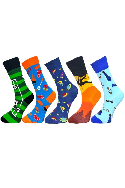Mevo 5-Piece Unisex Flexible Football Nature Patterned Mixed Color Breathable Socks