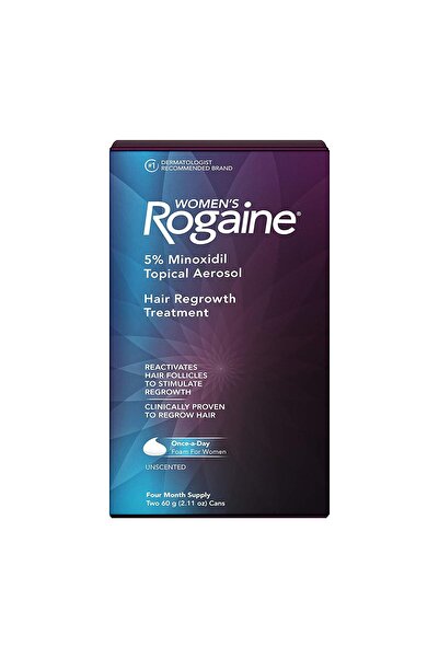 Rogaine Spumă, Rogaine, împotriva căderii părului, Minoxidil 5%, pentru femei, tratament 4 luni (2 flacoane x 60 ml)