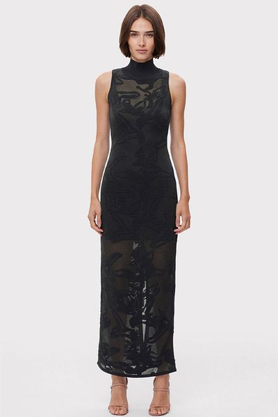 Herve Leger Rochie transparentă din jacquard - - Negru, M