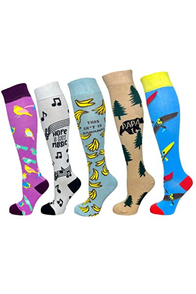 Mevo 5 Pack Unisex Stretchy Music Banana and Nature Pattern Mixed Color Breat...
