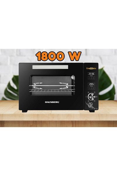 Hausberg Cuptor Electric Digital Cu Rotisor Si Ventilator Hb-9260, 1800w, Turbo, 48l, Temperatura 230, Negru