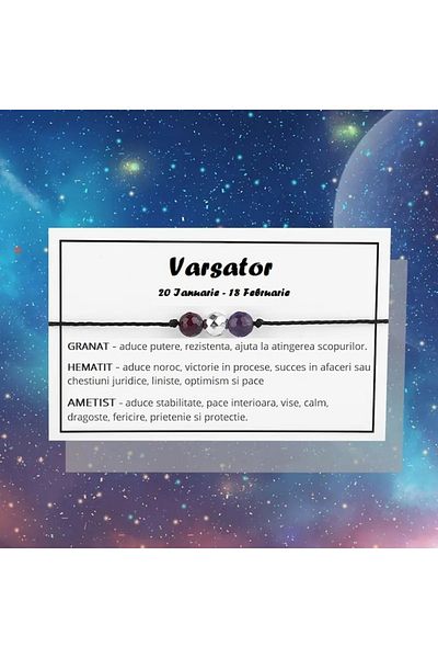 animis beauty Bratara zodia Varsator, reglabila, din pietre naturale semipretioase, unisex