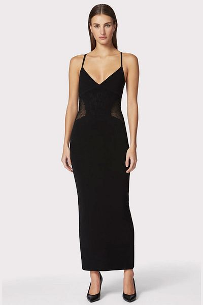 Herve Leger ROCHIE LUNGĂ CU BREDELE ȘI BRODELE POINTELLE MIXTE - HERVE LEGER - NEGRU, S