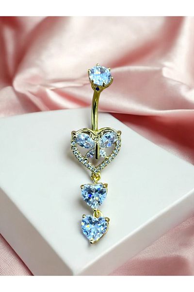 Takayrum Steel Heart and Butterfly Detailed Navel Piercing