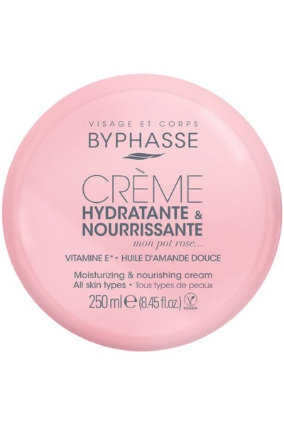 BYPHASSE Moisturizing Face and Body Cream, Byphasse, with Vitamin E and Sweet Almond Oil, 250ml