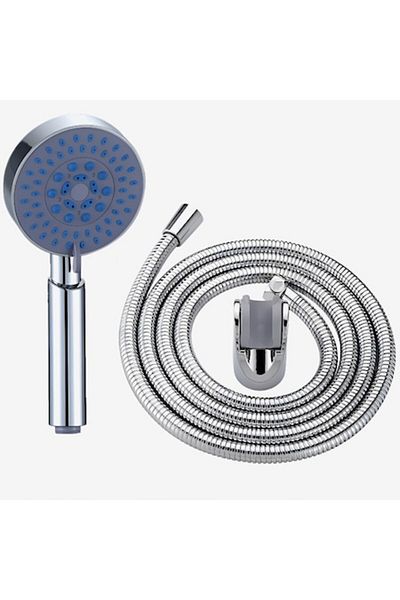 BiXXBi Shower Head Set with Accessories and Holder, 5-Function Shower Head, Stainless Steel Hose, Silicone Nozzles, Modern,