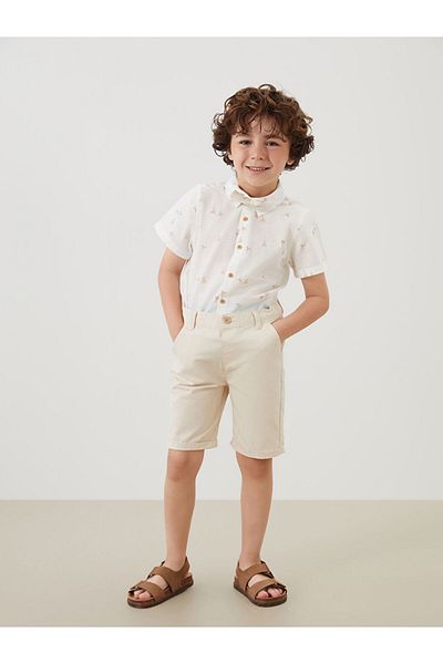 LC Waikiki Boys' Shirt and Shorts with Bow Tie 2-Piece