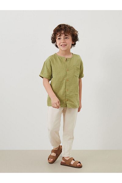 LC Waikiki Judge Collar Basic Boy's Shirt and Pants 2-Piece