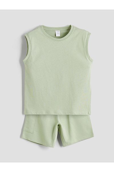 LC Waikiki Basic Combed Cotton Boy's Undershirt and Shorts 2-Pack