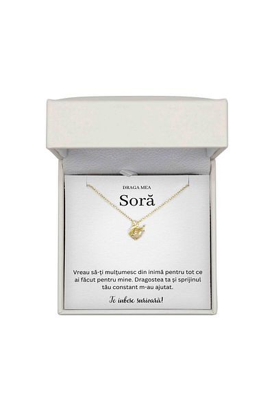The Jewel Heart Pentru Sora Mea – Colier în Formă de Lebădă, Argint Placat cu Aur 14K