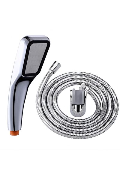 BiXXBi Set Para de Dus cu Accesorii, Placa din Inox, Modern, Suport de Prindere, Furtun 1/2", Argintiu