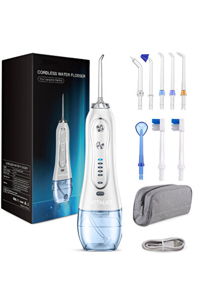 Vittalist Oral Irrigator For Mouthwash, 5 Intensity Levels And 8 Nuzzles Incl...