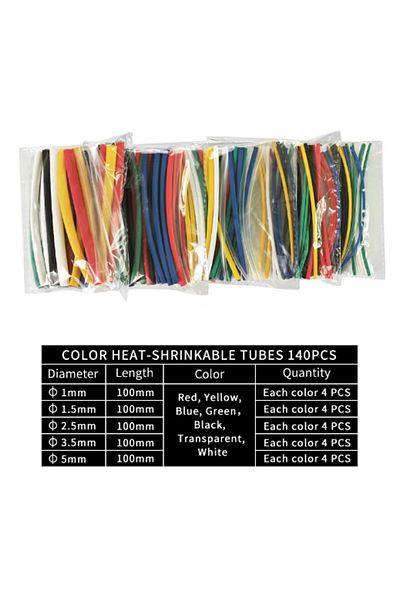 ROBOFUN 140PCS Colored Heat Shrink Tubes Kit in Plastic Box