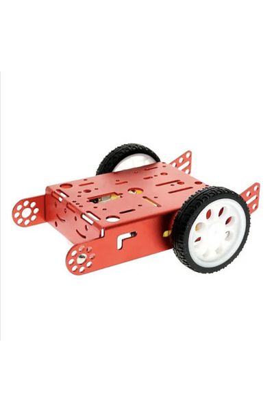 ROBOFUN Kit șasiu auto din aluminiu 2WD roșu pentru robot inteligent