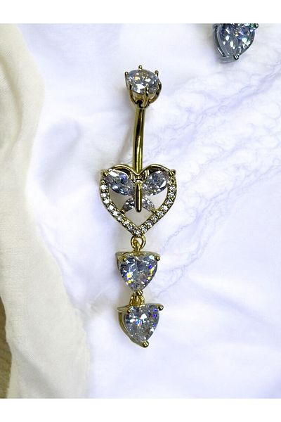 Takayrum Steel Heart and Butterfly Detailed Navel Piercing
