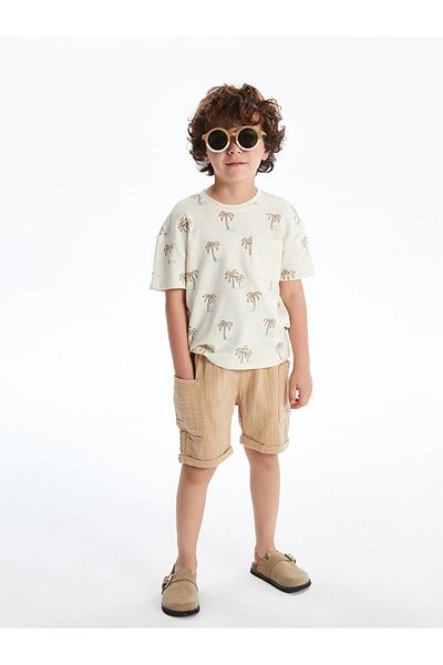 LC Waikiki Green Elastic Waist Basic Muslin Boy's Shorts