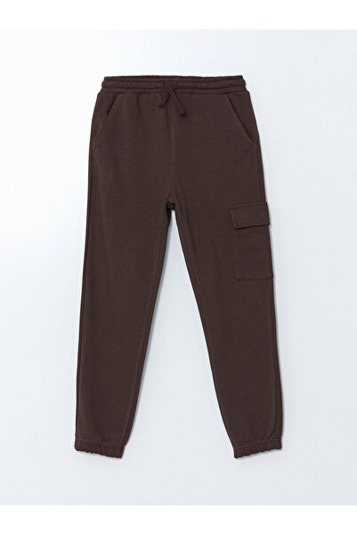 LC Waikiki Brown Boys' Cargo Sweatpants with Elastic Waist