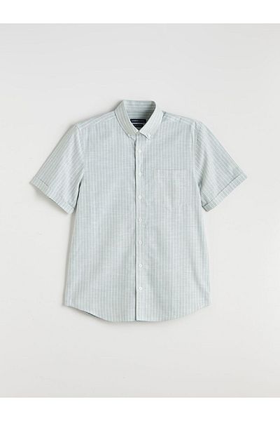 LC Waikiki Regular Fit Short Sleeve Striped Linen Blended Men's Shirt