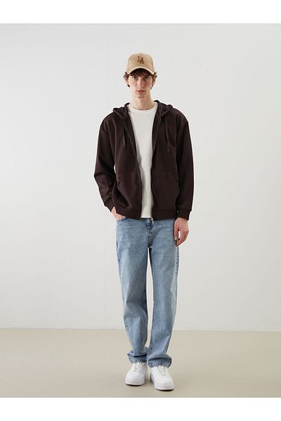 LC Waikiki Hooded Long Sleeve Men's Zippered Sweatshirt