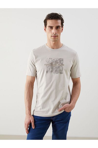 LC Waikiki New Season Crew Neck εμπριμέ χτενισμένο βαμβακερό ανδρικό Tisort - S5FA24Z8