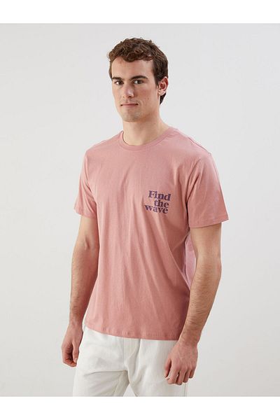 LC Waikiki New Season Crew Neck Κοντό μανίκι εμπριμέ χτενισμένο βαμβακερό ανδρικό Tisort - S5JD67Z8
