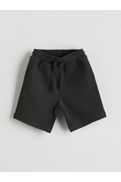 LC Waikiki Anthracite Boys Shorts with Elastic Waist and Pockets