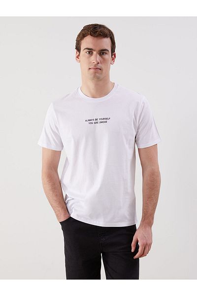 LC Waikiki Tricou pentru bărbați din bumbac pieptănat imprimat cu mânecă scurtă, sezon nou - S5HS49Z8
