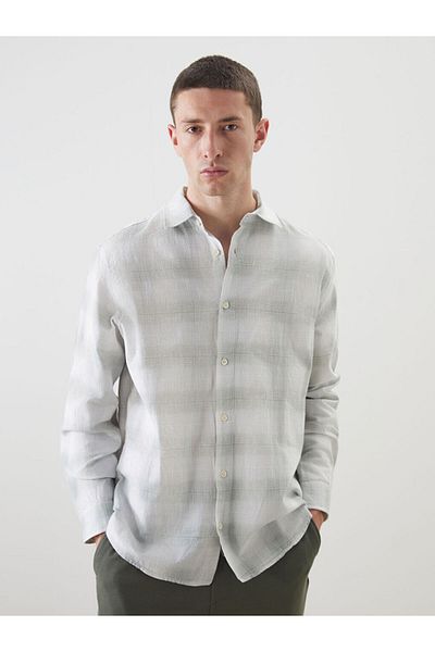 LC Waikiki Regular Fit Long Sleeve Plaid Poplin Men's Shirt