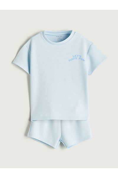 LC Waikiki Printed Baby Boy T-Shirt and Shorts 2-Piece Set