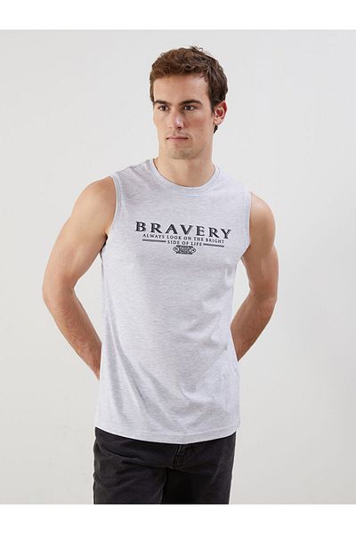 LC Waikiki Ανδρικό αμάνικο μπλουζάκι με στάμπα New Season Crew Neck - S5KO05Z8