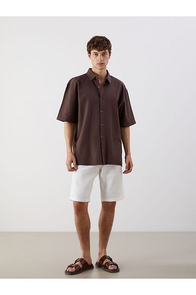 LC Waikiki Comfortable Fit Short Sleeve Linen Look Men's Shirt