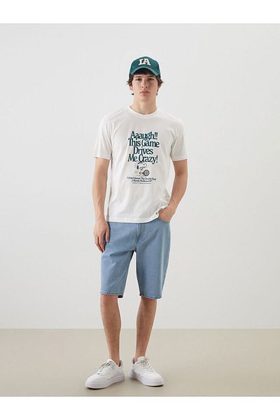 LC Waikiki Crew Neck Snoopy Printed Combed Cotton Men's T-Shirt