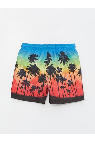 LC Waikiki Patterned Boys' Swim Shorts with Elastic Waistband