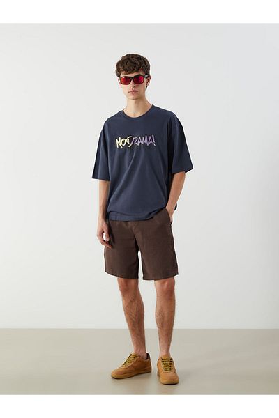 LC Waikiki Xside Anthracite Crew Neck Printed Combed Cotton Men's T-Shirt