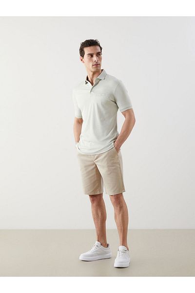 LC Waikiki Blue Polo Neck Mercerized Look Men's T-Shirt