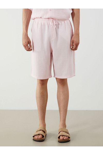 LC Waikiki Мъжки къси панталони от муселин с удобна кройка Xside Pink