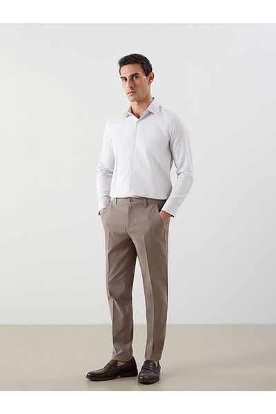 LC Waikiki Slim Fit Long Sleeve Striped Gabardine Men's Shirt