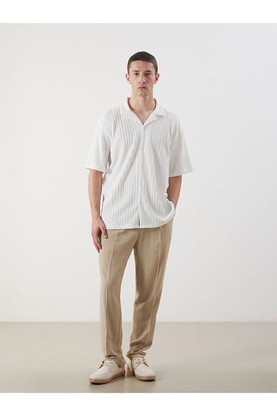 LC Waikiki Regular Fit Short Sleeve Striped Dobby Men's Shirt