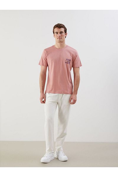 LC Waikiki New Season Crew Neck Κοντό μανίκι εμπριμέ χτενισμένο βαμβακερό ανδρικό Tisort - S5JD67Z8