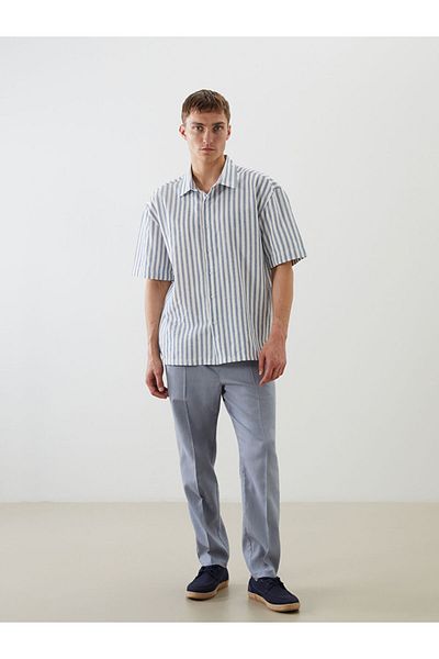 LC Waikiki Regular Fit Short Sleeve Striped Dobby Men's Shirt